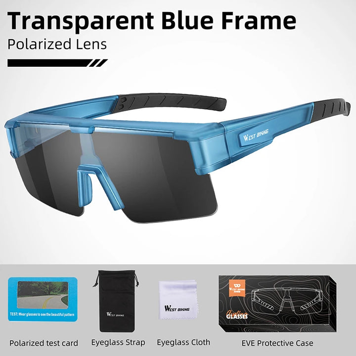 West Biking Unisex Semi Rim Square Polycarbonate Over Frame Sunglasses 930703