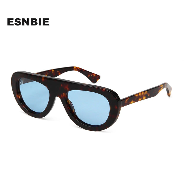 Esnbie Men's Full Rim Oval Square Acetate Tac Sunglasses 240811