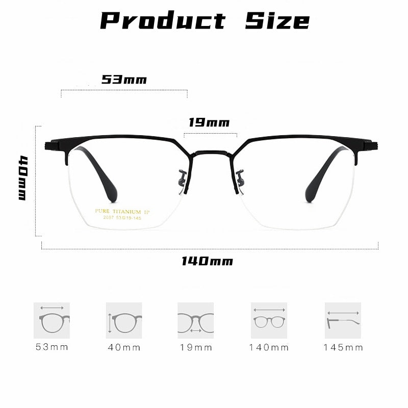 Yimaruili Men's Semi Rim Square Titanium Eyeglasses 2097p Semi Rim Yimaruili Eyeglasses   