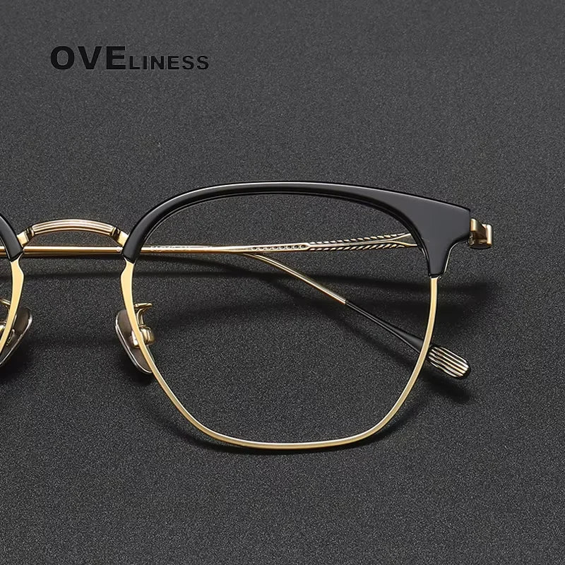 Oveliness Unisex Full Rim Square Titanium Acetate Eyeglasses 80898 Full Rim Oveliness   