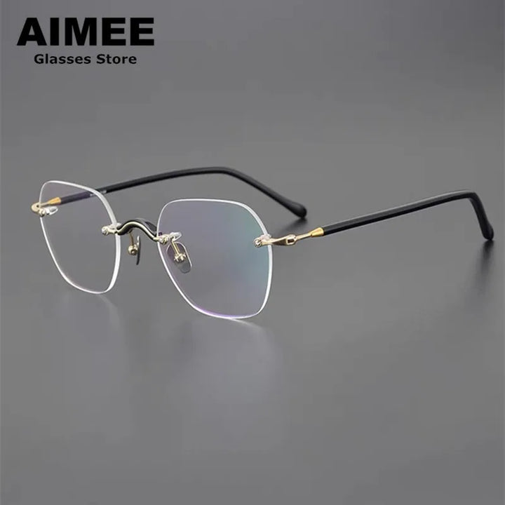 Aimee Women's Rimless Flat Top Square Titanium Eyeglasses 7122 Rimless Aimee   