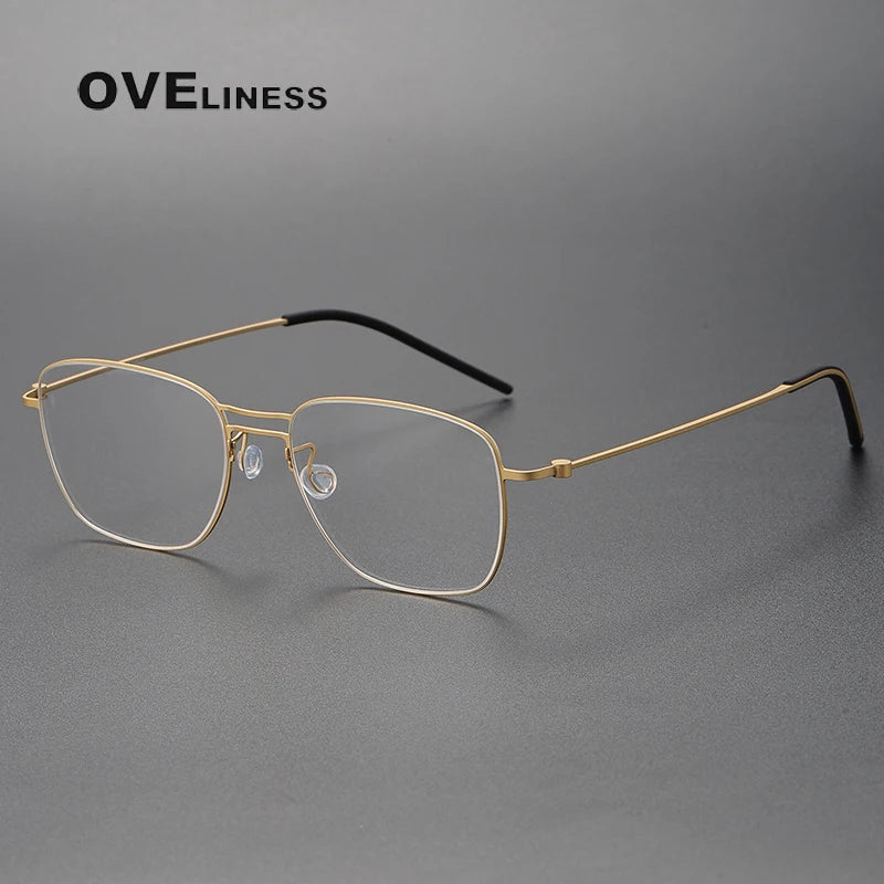 Oveliness Unisex Full Rim Square Double Bridge Titanium Eyeglasses O5524 Full Rim Oveliness gold  