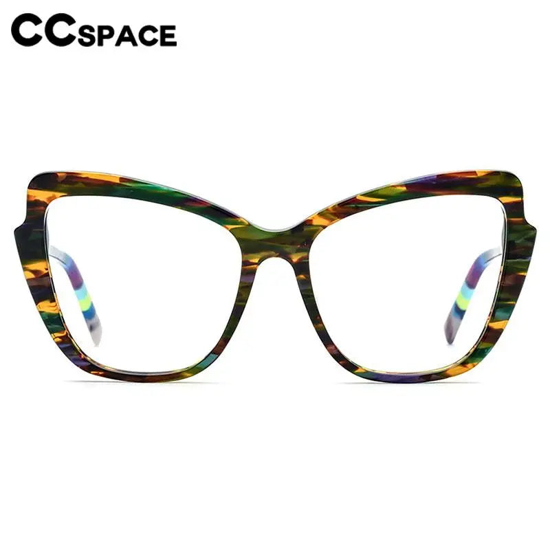 CCspace Unisex Full Rim Square Cat Eye Acetate Eyeglasses 56928 Full Rim CCspace   