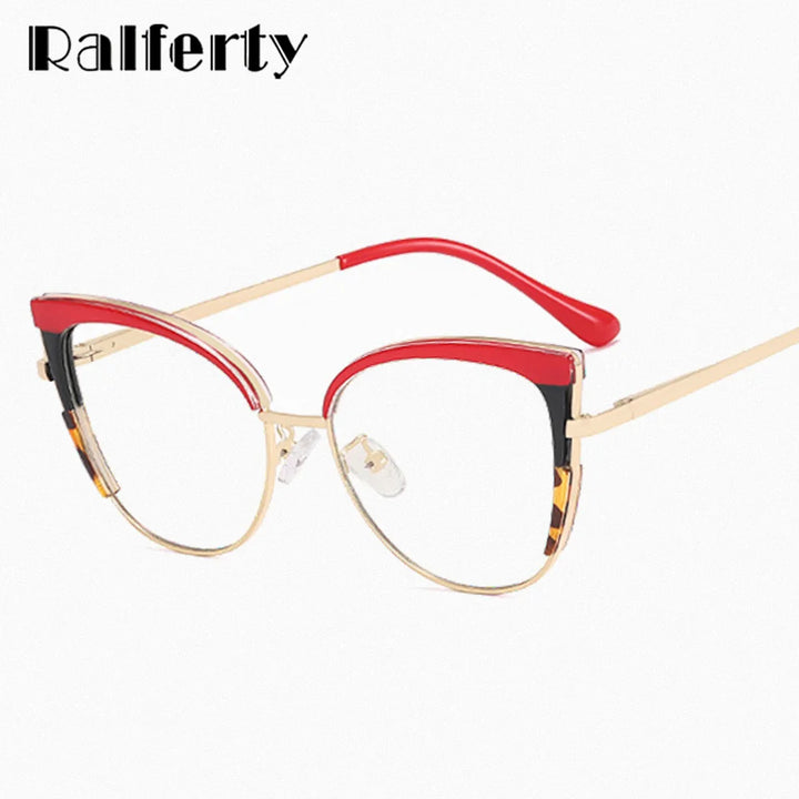 Ralferty Women's Full Rim Square Cat Eye Tr 90 Alloy Eyeglasses R7697 Full Rim Ralferty   