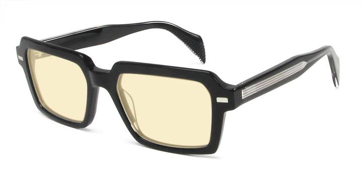Esnbie Unisex Full Rim Polygon Rectangular Acetate Sunglasses 242031