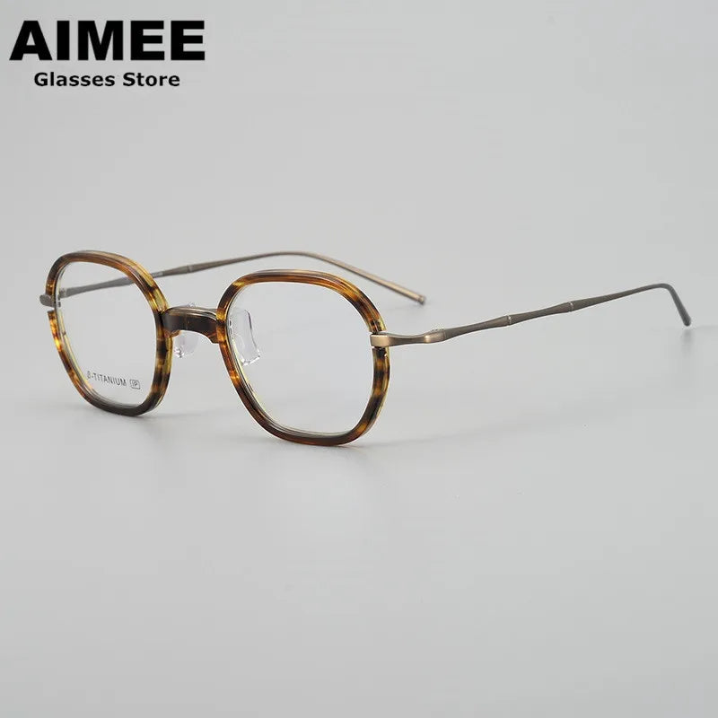 Aimee Unisex Full Rim Oval Square Titanium Acetate Eyeglasses 71311 Full Rim Aimee   