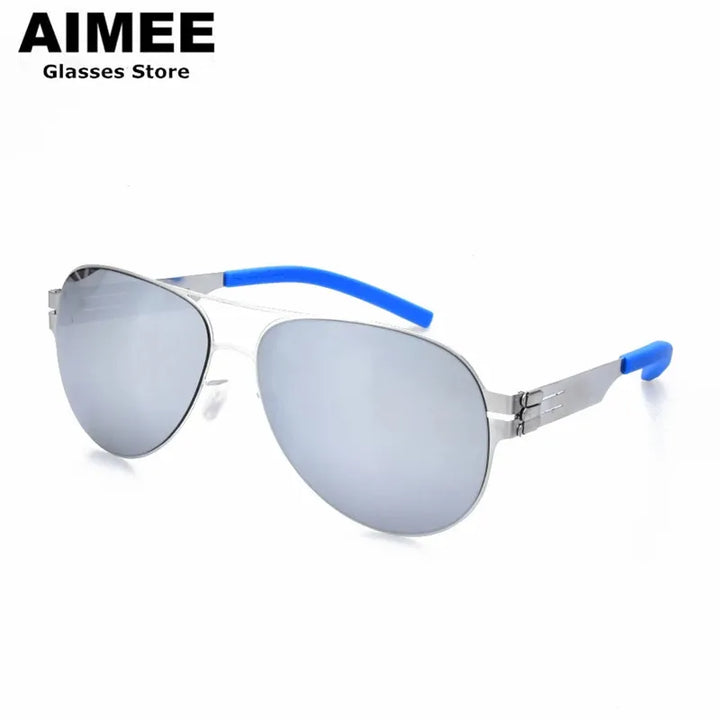 Aimee Men's Full Rim Oval Double Bridge Stainless Steel Polarized Sunglasses 6114 Sunglasses Aimee   