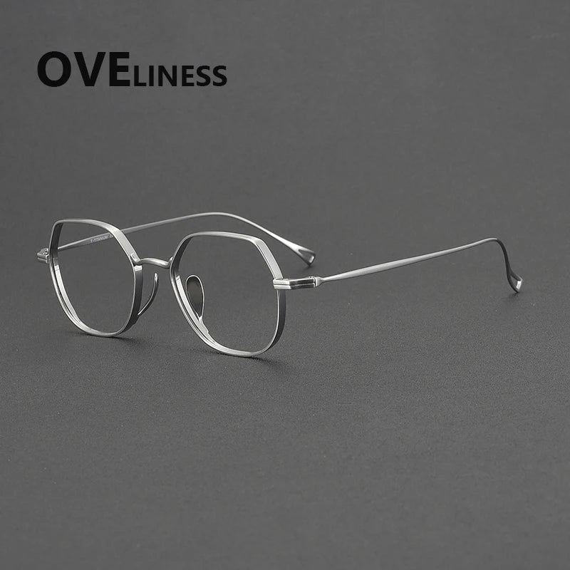Oveliness Unisex Full Rim Square Polygon Titanium Eyeglasses 643001