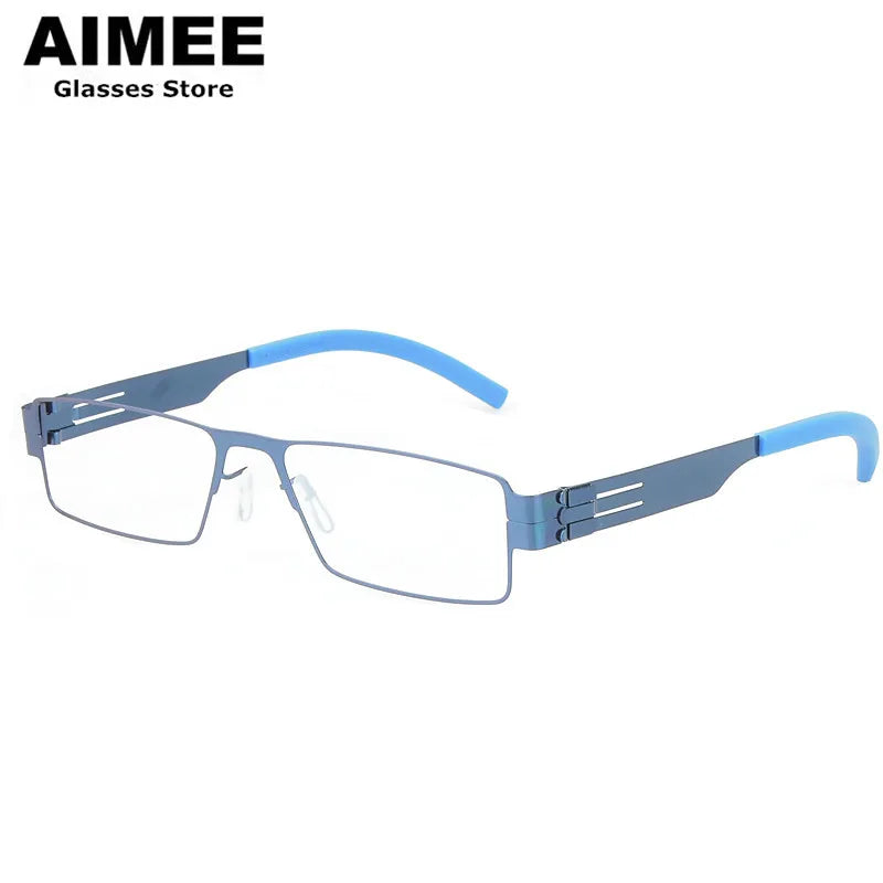 Aimee Unisex Full Rim Square Screwless Steel Eyeglasses 1132 Full Rim Aimee Blue  