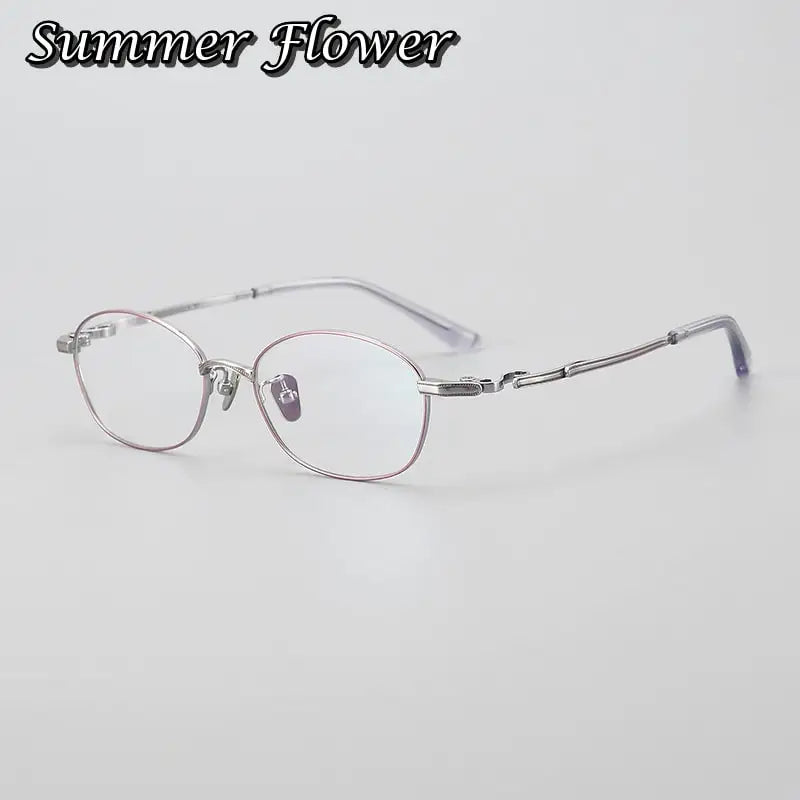 Summer Flower Unisex Full Rim Oval Round Titanium Eyeglasses 77049