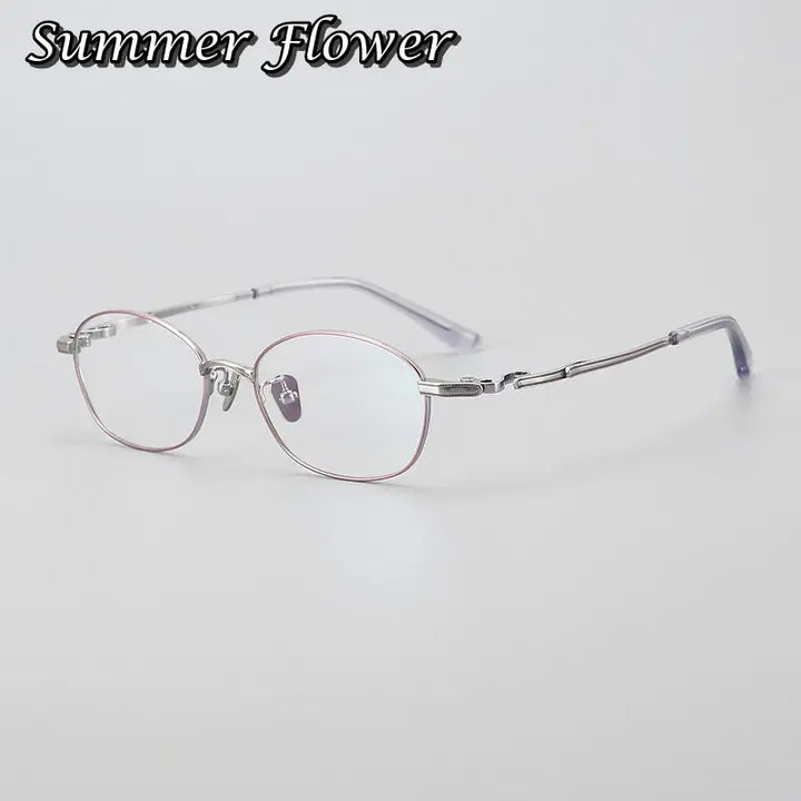 Summer Flower Unisex Full Rim Oval Round Titanium Eyeglasses 77049