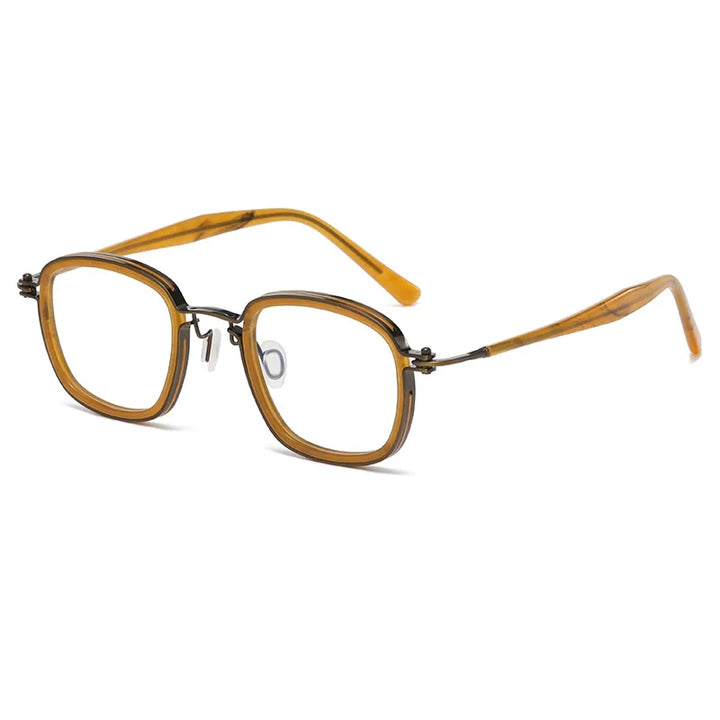 Black Mask Unisex Full Rim Square Titanium Acetate Eyeglasses 45863 Full Rim Black Mask Ginger