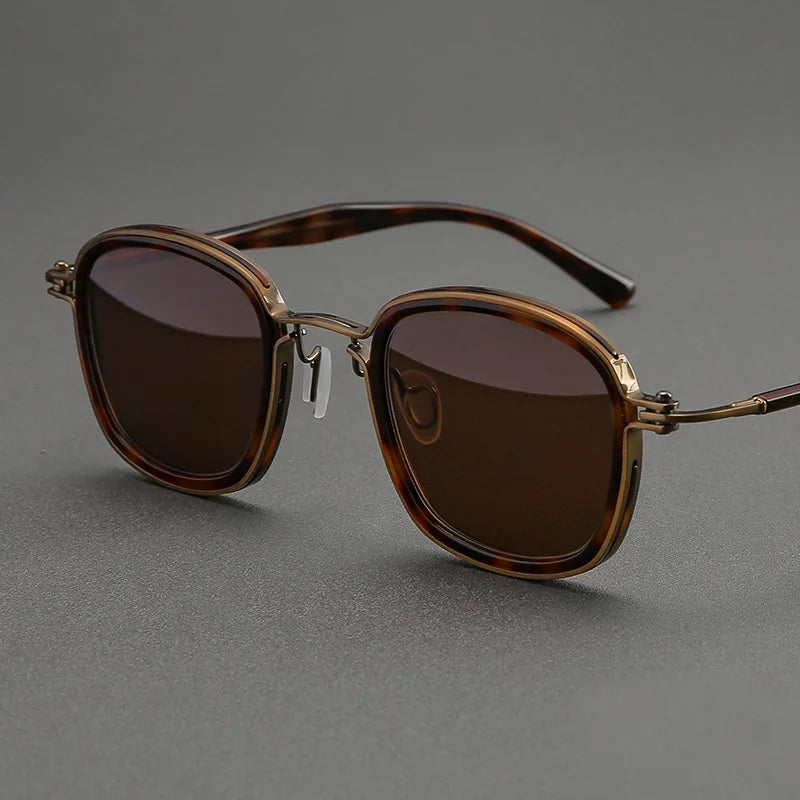Black Mask Men Full Rim Square Titanium Polarized Sunglasses BM-A5863S