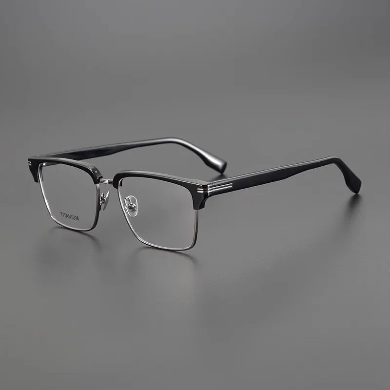 Nobler Unisex Semi Rim Square Titanium Acetate Eyeglasses 0518 Semi Rim Nobler   