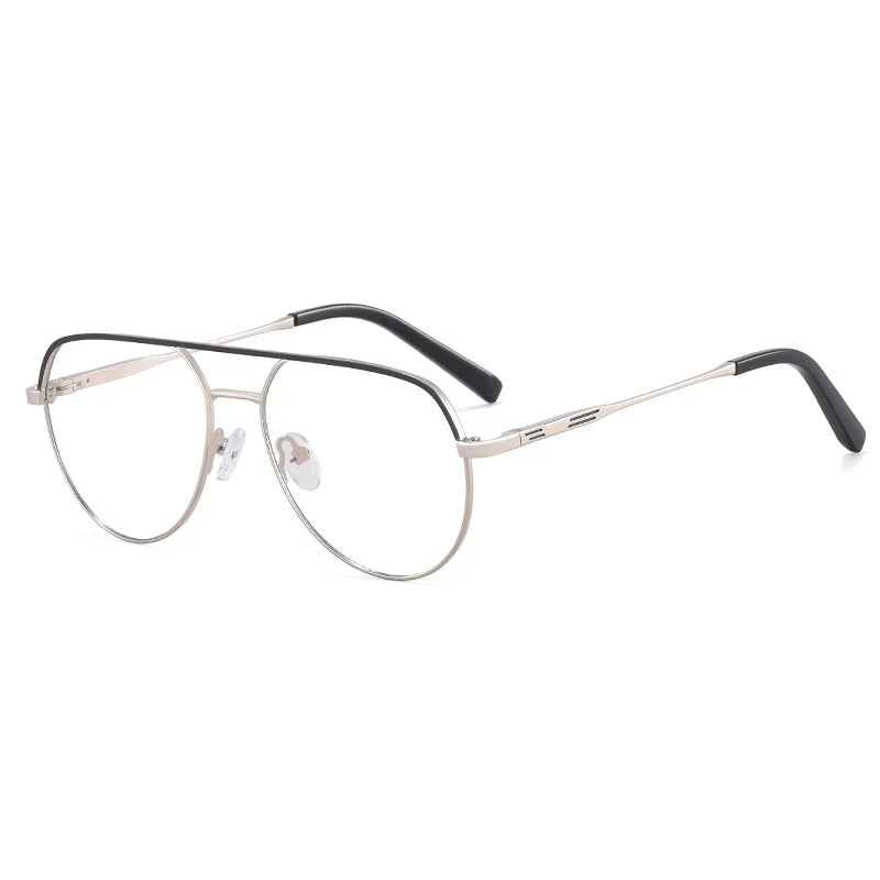 CCspace Unisex Full Rim Round Double Bridge Alloy Reading Glasses R57523 Reading Glasses CCSpace +550 Silver 