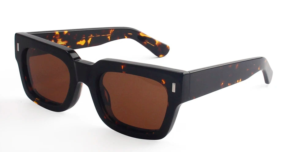 Esnbie Unisex Full Rim Flat Top Square Acetate Sunglasses  230471