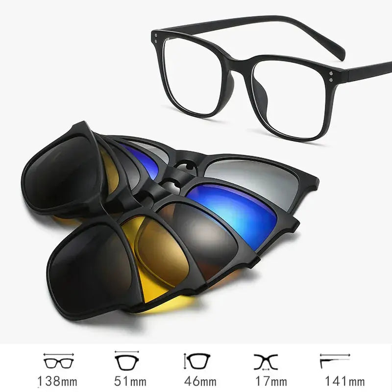 Hdcrafter Unisex Full Rim Square Acetate Frames  With Clip On Sunglasses 515670 Hdcrafter Eyeglasses