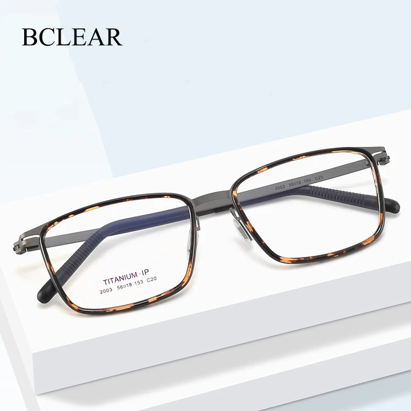 Bclear Unisex Full Rim Square Titanium Acetate Eyeglasses L2003 Full Rim Bclear   