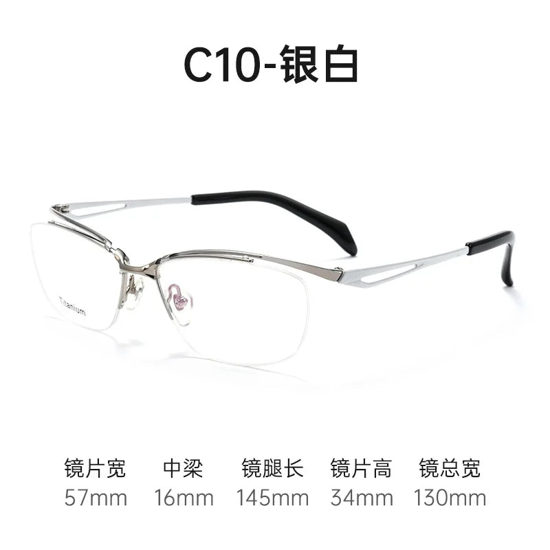 Bclear Women's Semi Rim Oval Square Brow Line Titanium Eyeglasses 842276