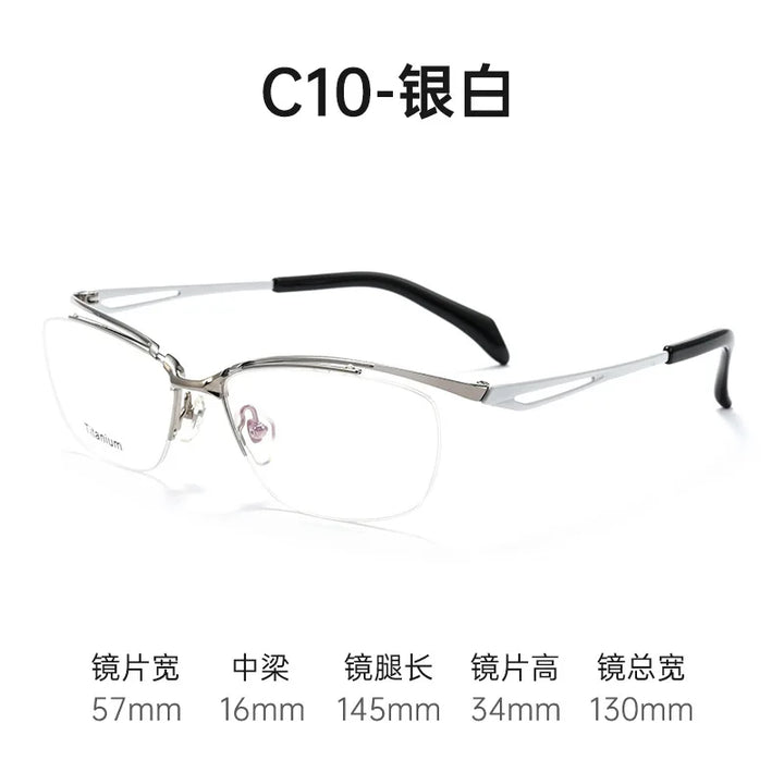 Bclear Women's Semi Rim Oval Square Brow Line Titanium Eyeglasses 842276