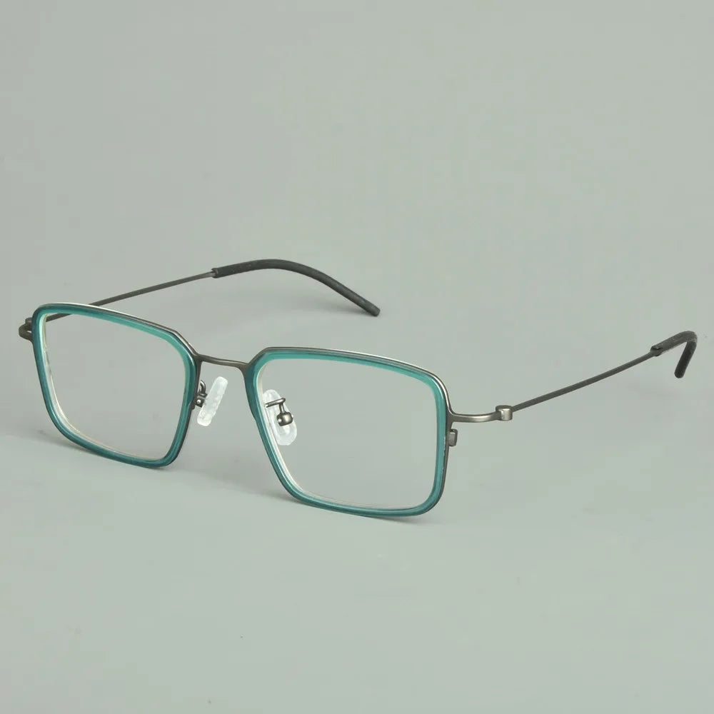 Aimee Unisex Full Rim Square Titanium Acetate Eyeglasses 14501 Full Rim Aimee Green-Gun  