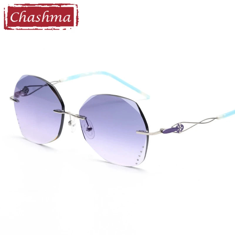 Chashma Women Rimless Round Gradient Colored Titanium Eyeglasses 2378 Rimless Chashma Silver-Blue  