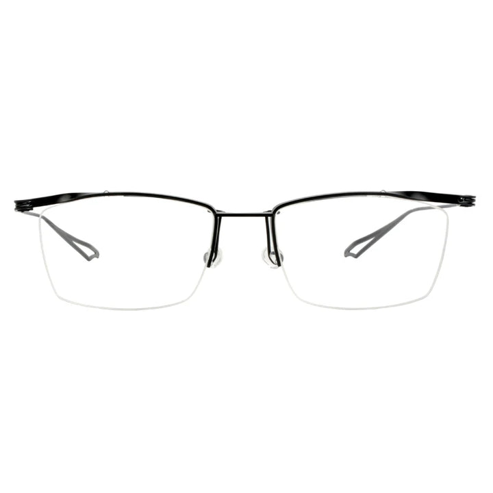 Aimee Unisex Semi Rim Square Titanium Eyeglasses 14855 Semi Rim Aimee Black  