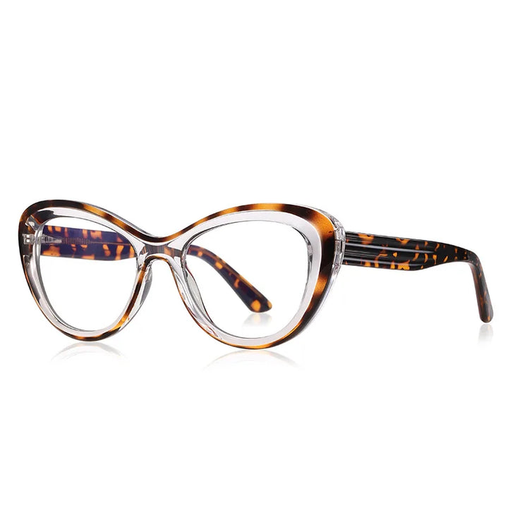 CCspace Women's Full Rim Cat Eye Plastic Eyeglasses 57389 Full Rim CCspace Leopard  