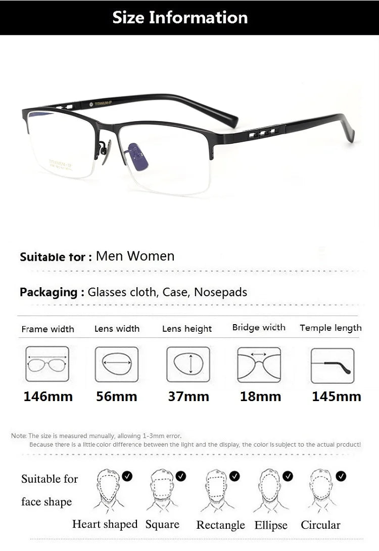 Aimee Unisex Semi Rim Square Titanium Eyeglasses 91097