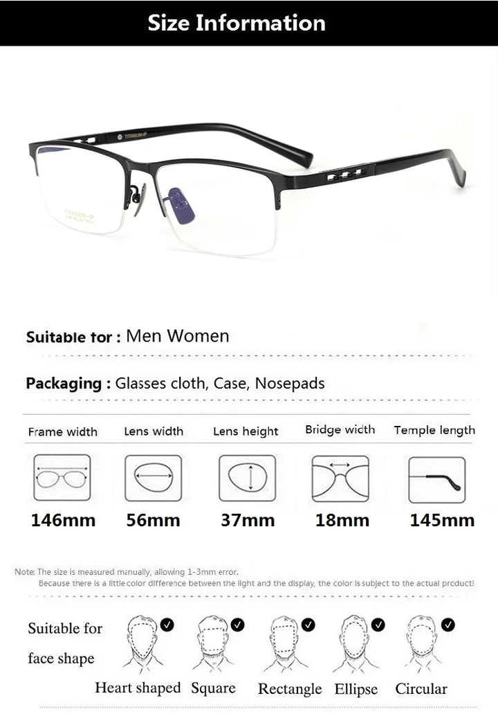 Aimee Unisex Semi Rim Square Titanium Eyeglasses 91097