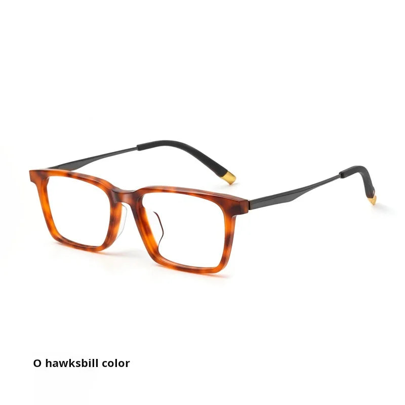 Momoja Unisex Full Rim Square Acetate Titanium Eyeglasses 72583