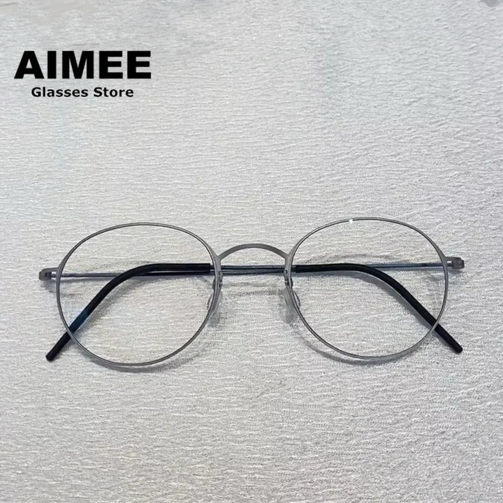 Aimee Unisex Full Rim Round Screwless Titanium Eyeglasses 5504 Full Rim Aimee   