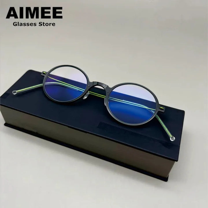 Aimee Unisex Full Rim Oval Screwless Titanium Acetate Eyeglasses 6508 Full Rim Aimee   