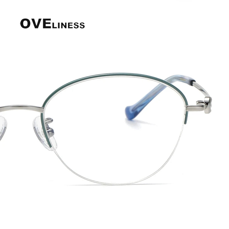 Oveliness Women's Semi Rim Oval Titanium Eyeglasses 196002 Semi Rim Oveliness   