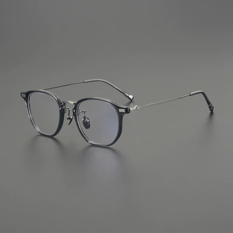 Gatenac Unisex Full Rim Oval Square Acetate Titanium Eyeglasses G8002