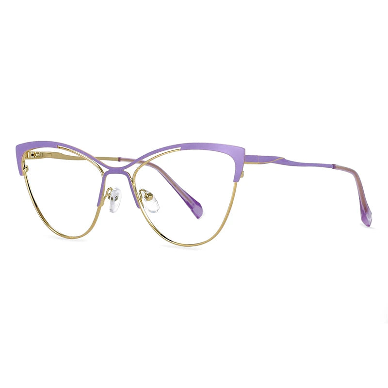 CCSpace Women's Full Rim Cat Eye Alloy Eyeglasses 57119 Full Rim CCspace Purple  