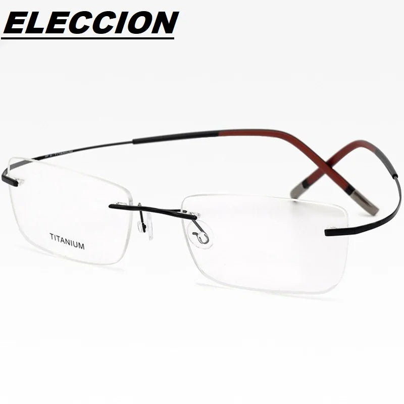 Eleccion Unisex Rimless Square Titanium Eyeglasses 7577