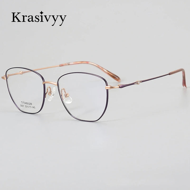 Krasivyy Women's Full Rim Square Cat Eye Titanium Eyeglasses 443007 Full Rim Krasivyy   