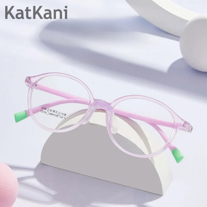 KatKani Unisex Children's Full Rim Round Tr 90 Silicone Eyeglasses 7315 Full Rim KatKani Eyeglasses   