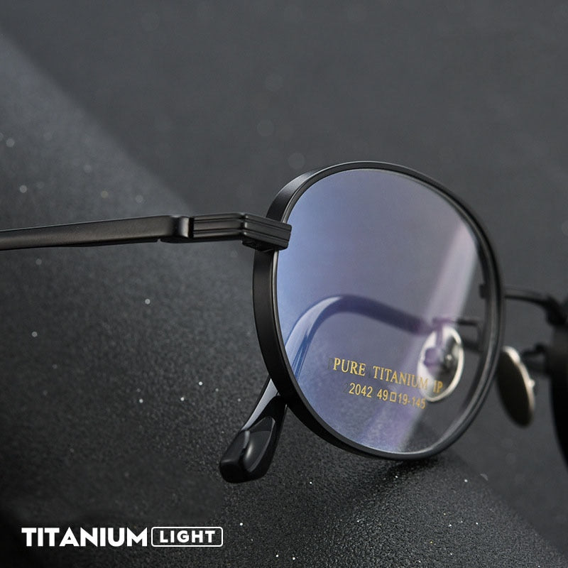 Hdcrafter Unisex Full Rim Round Titanium Eyeglasses 2042 Full Rim Hdcrafter Eyeglasses   