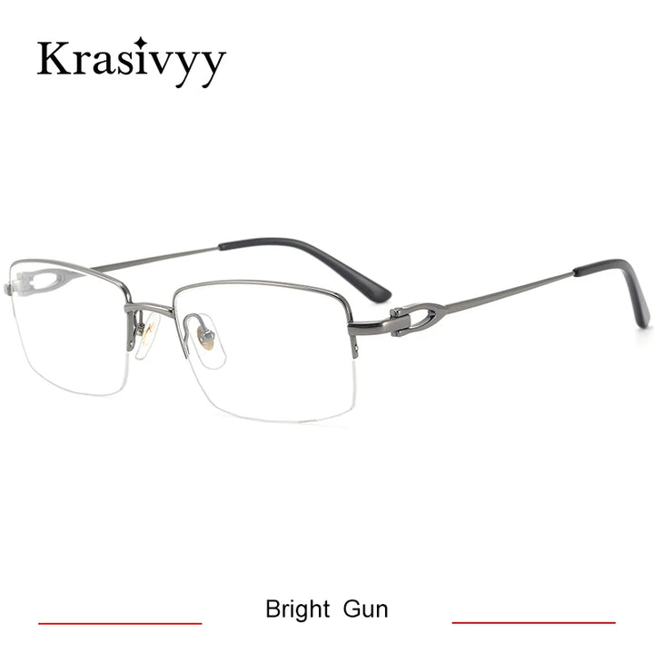 Krasivyy Men's Semi Rim Big Square Titanium Eyeglasses  420319