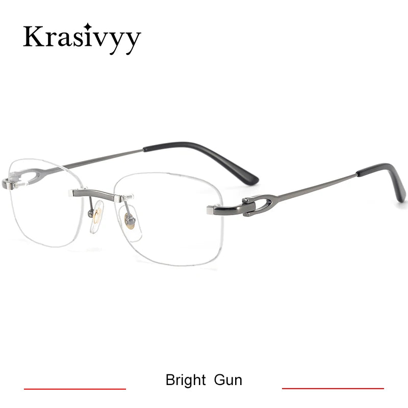 Krasivyy  Women's Rimless Oval Square Titanium Eyeglasses 310290