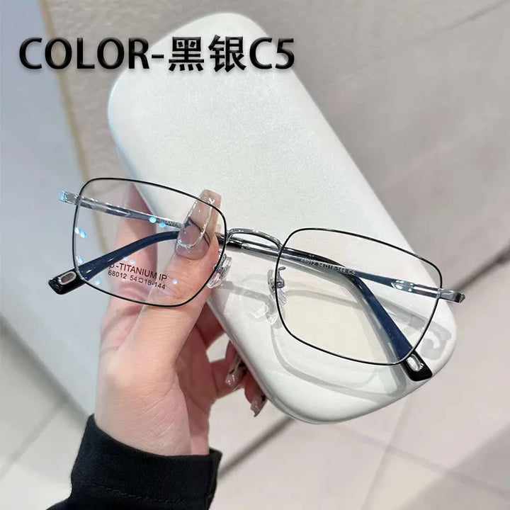 Zirosat Unisex Full Rim Square Titanium Eyeglasses 68012