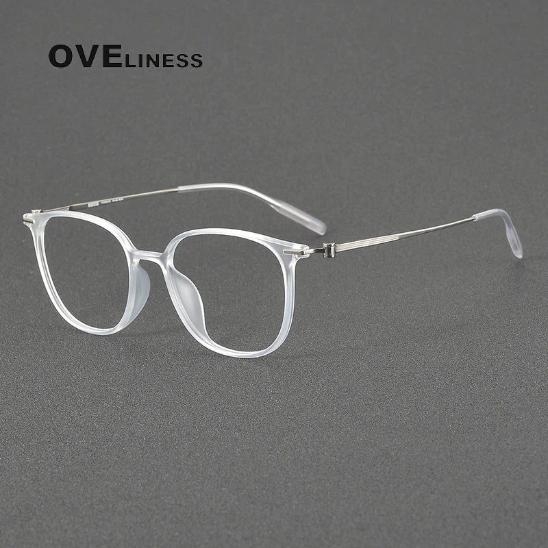 Oveliness Women's Full Rim Square Ultem Titanium Eyeglasses 8669 Full Rim Oveliness transparent  