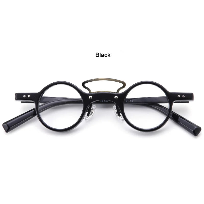 Muzz Women's Full Rim Round Double Bridge Titanium Acetate Eyeglasses 456011