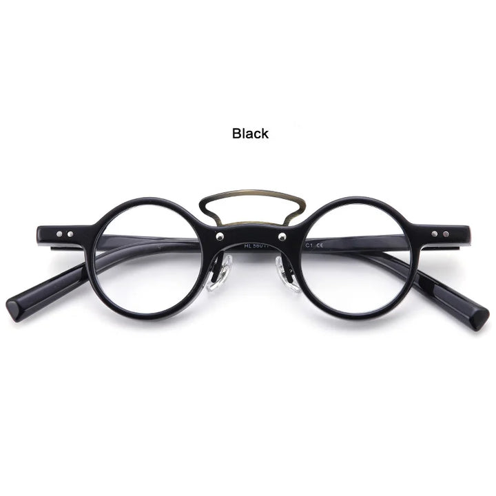 Muzz Women's Full Rim Round Double Bridge Titanium Acetate Eyeglasses 456011