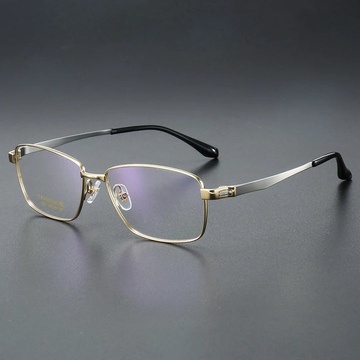 Muzz Men's Semi Rim Big Polygon Square Titanium Eyeglasses 82918