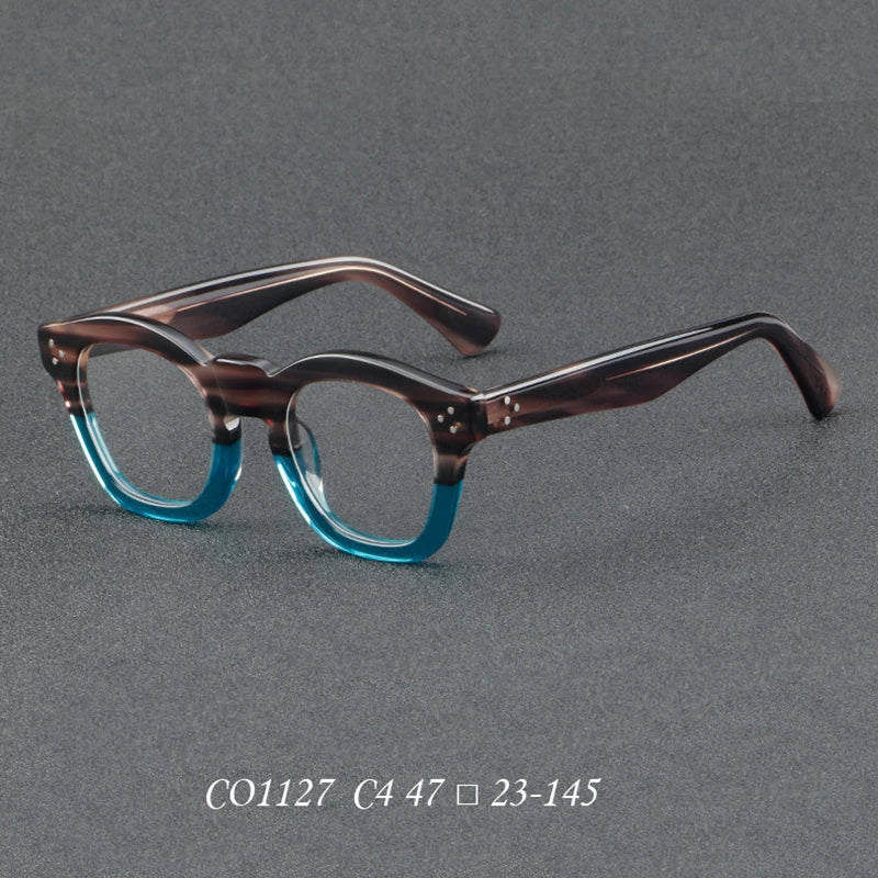 Nobler Unisex Full Rim Square Thick Acetate Temple Eyeglasses 1127 Full Rim Nobler C4  