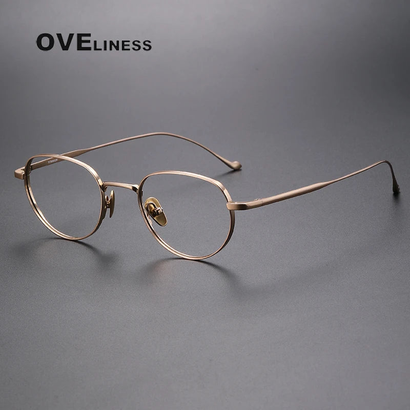 Oveliness Unisex Full Rim Oval Titanium Eyeglasses 0100 Full Rim Oveliness gold  