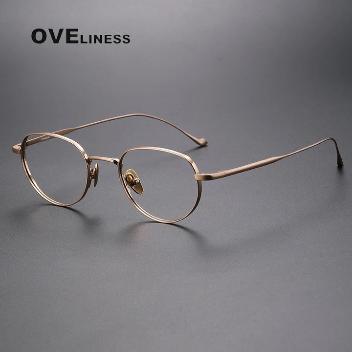 Oveliness Unisex Full Rim Oval Titanium Eyeglasses 0100 Full Rim Oveliness gold  